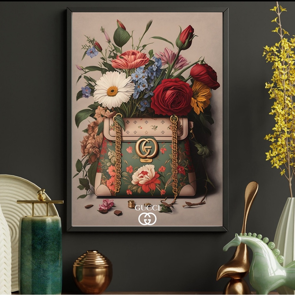 Luxury Flower/Bag Vintage Inspired Art Decor